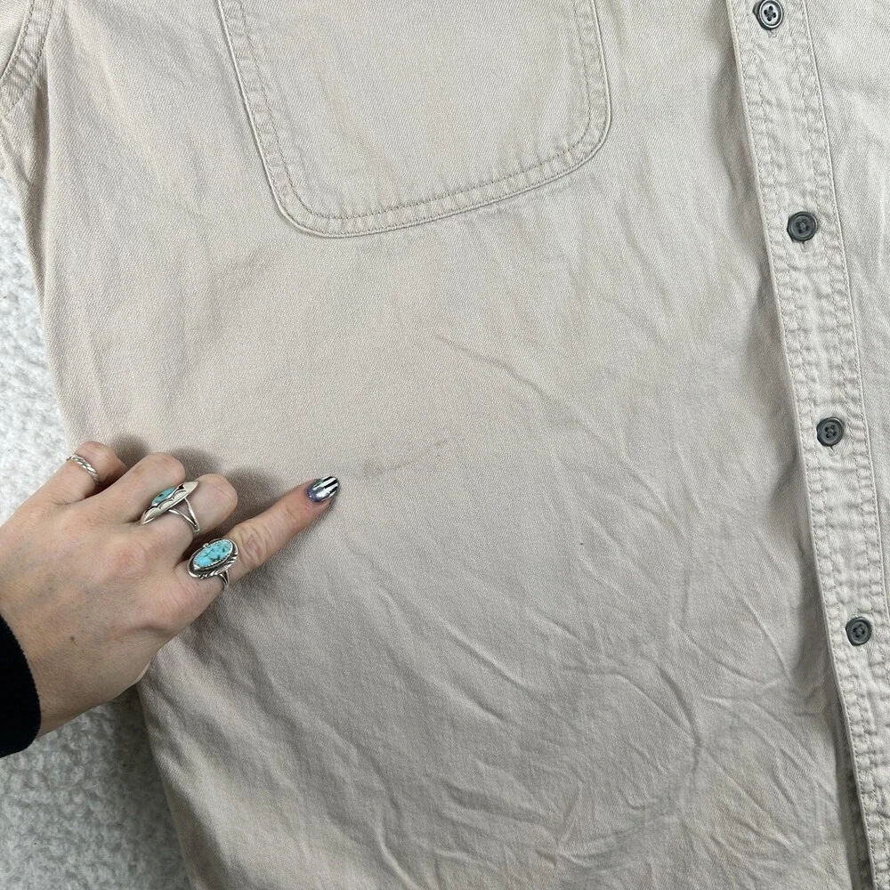 Vintage Levi's Shirt Mens Large Khaki Beige Button Down Long Sleeve Pocket